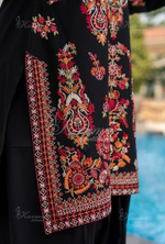Rang Ja Fully Embroidered Farshi Shalwar 1491 Karma Collection DEEP BLACK Chikankari Multi Thread Embroidery