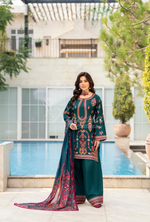 Rang Ja Fully Embroidered Farshi Shalwar 1491 Karma Collection TEAL GREEN Chikankari Multi Thread Embroidery