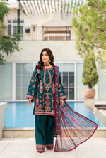 Rang Ja Fully Embroidered Farshi Shalwar 1491 Karma Collection TEAL GREEN Chikankari Multi Thread Embroidery