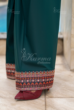 Rang Ja Fully Embroidered Farshi Shalwar 1491 Karma Collection TEAL GREEN Chikankari Multi Thread Embroidery