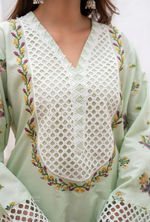 Farshi Shalwar with Embroidered Karma CollectionPISTACHIO GLOW SKU:KC-1480