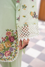 Farshi Shalwar with Embroidered Karma CollectionPISTACHIO GLOW SKU:KC-1480