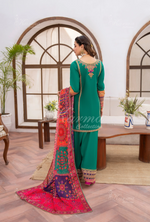 Farshi Shalwar with Embroidered Karma CollectionBOTTLE GREEN SKU:KC-1483