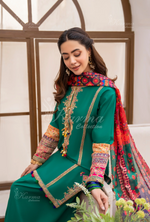 Farshi Shalwar with Embroidered Karma CollectionBOTTLE GREEN SKU:KC-1483