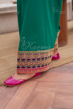 Farshi Shalwar with Embroidered Karma CollectionBOTTLE GREEN SKU:KC-1483