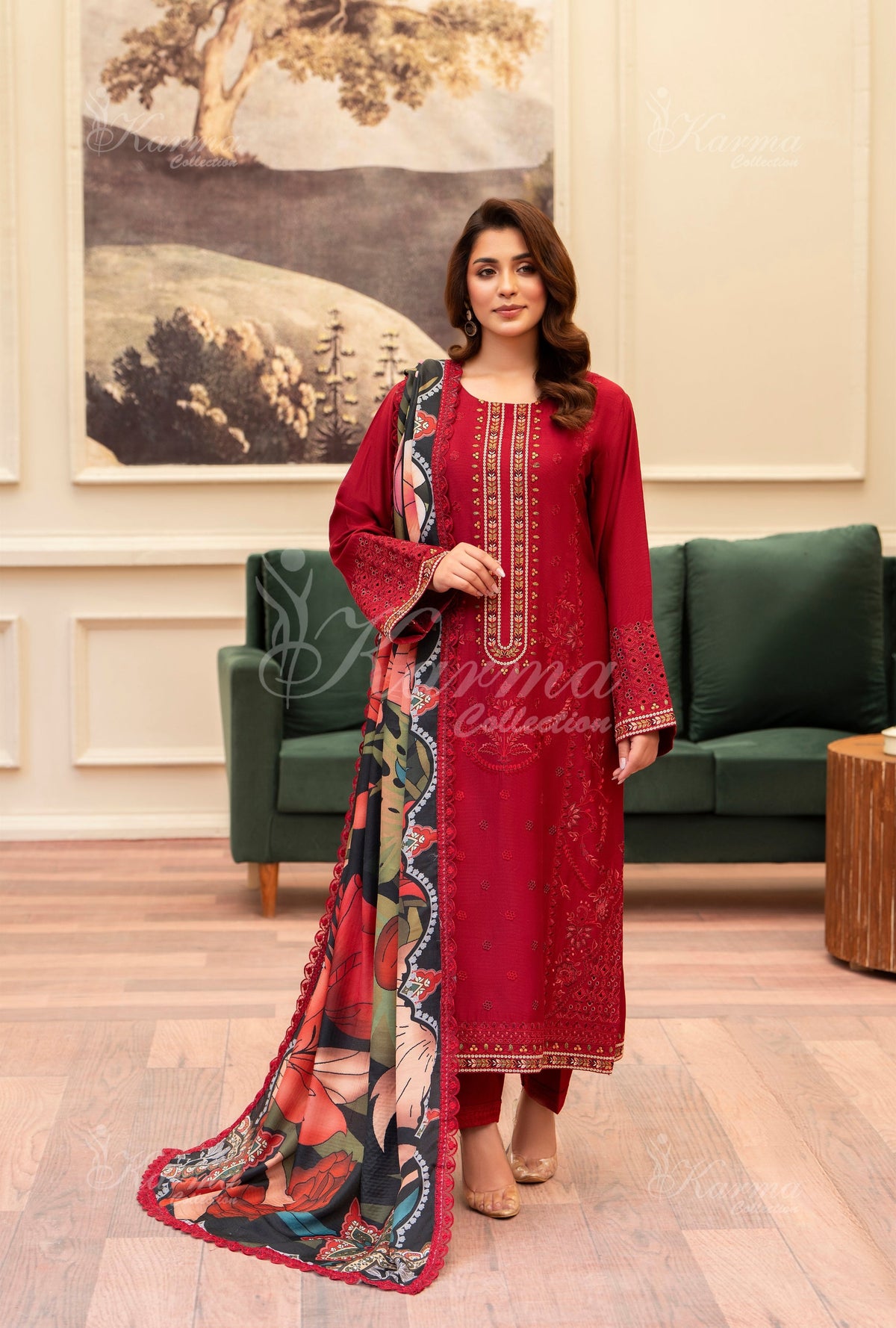 Karma Collection Winter 2024 Aangan II -1408 | CANDY RED
