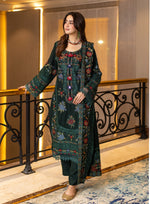 Embroidered Leather Peach Shirt with Embroidered Wool Shawl