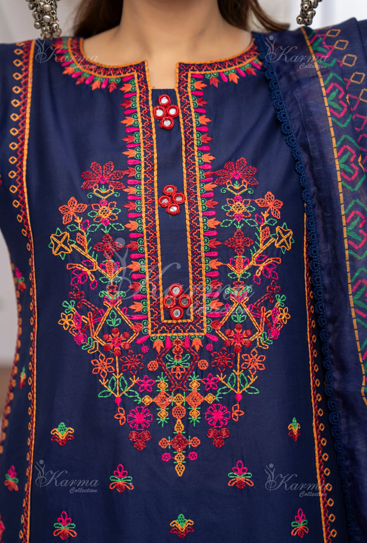 Farshi Shalwar with Embroidered Karma CollectionNAVY BLUE SKU:KC-1477