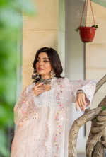 Rang Ja 3 piece embroidered Chikankari suit 1490 Karma CollectionPASTEL PINK