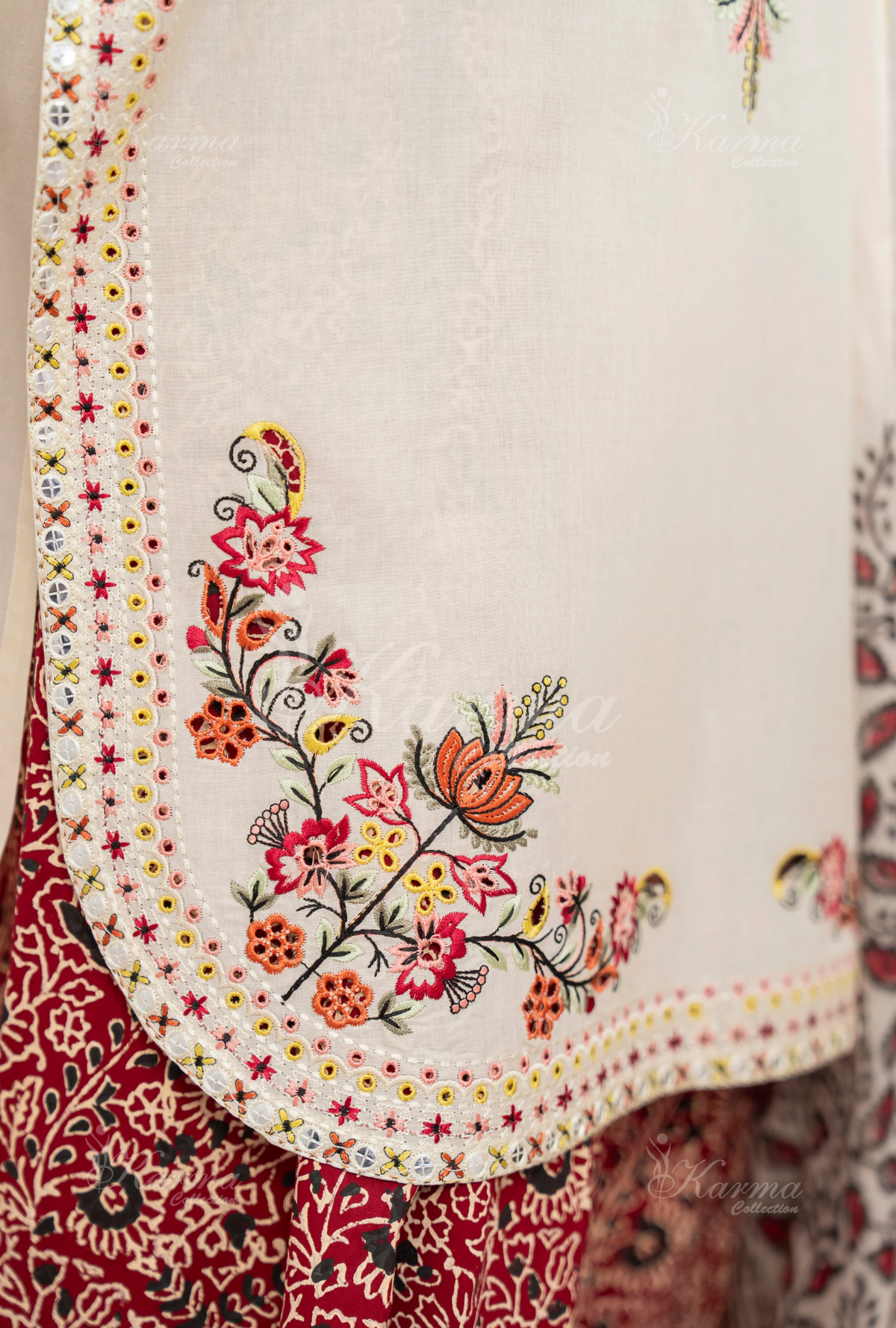 Farshi Shalwar with Embroidered Karma CollectionVANILLA DUST SKU:KC-1479