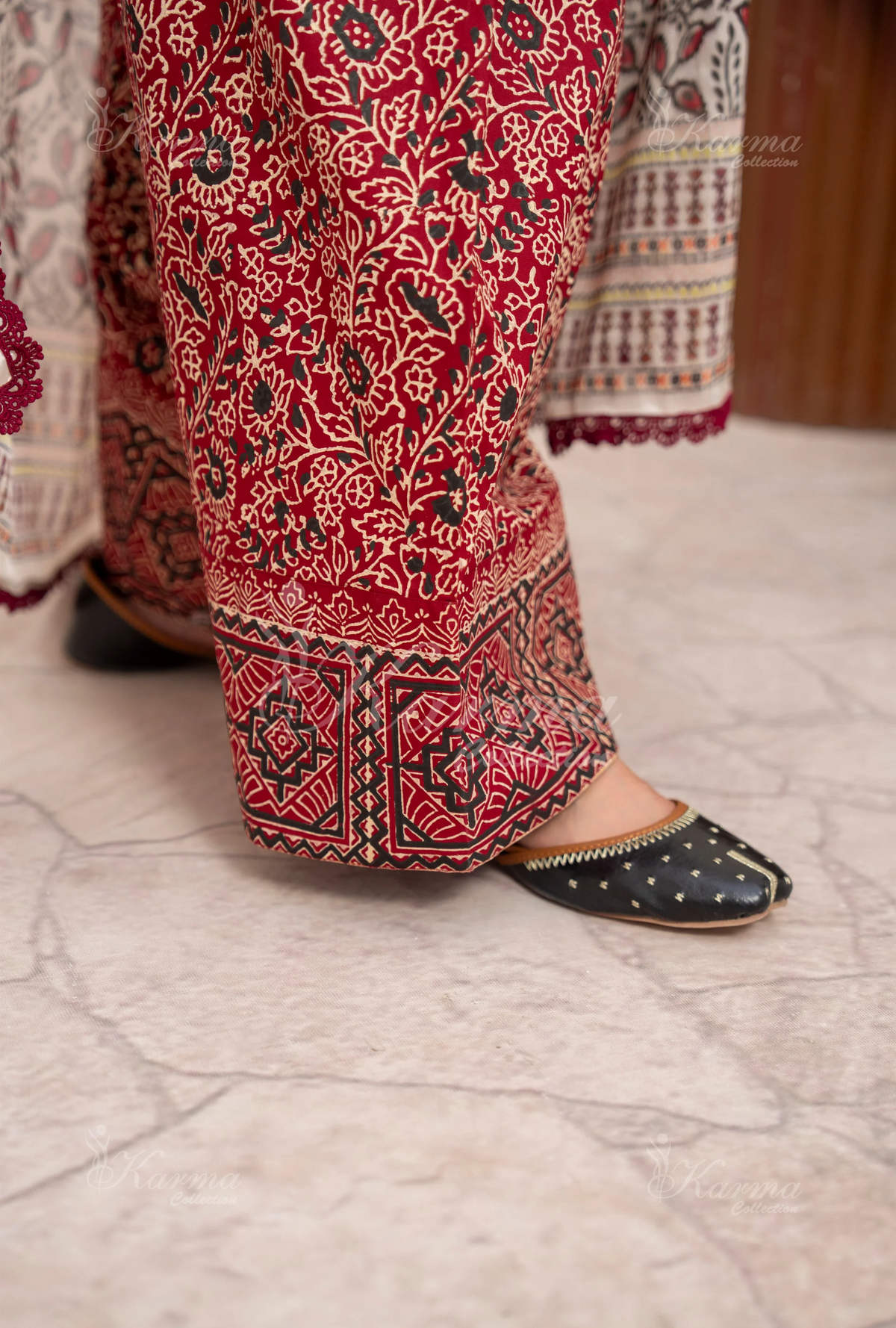 Farshi Shalwar with Embroidered Karma CollectionVANILLA DUST SKU:KC-1479