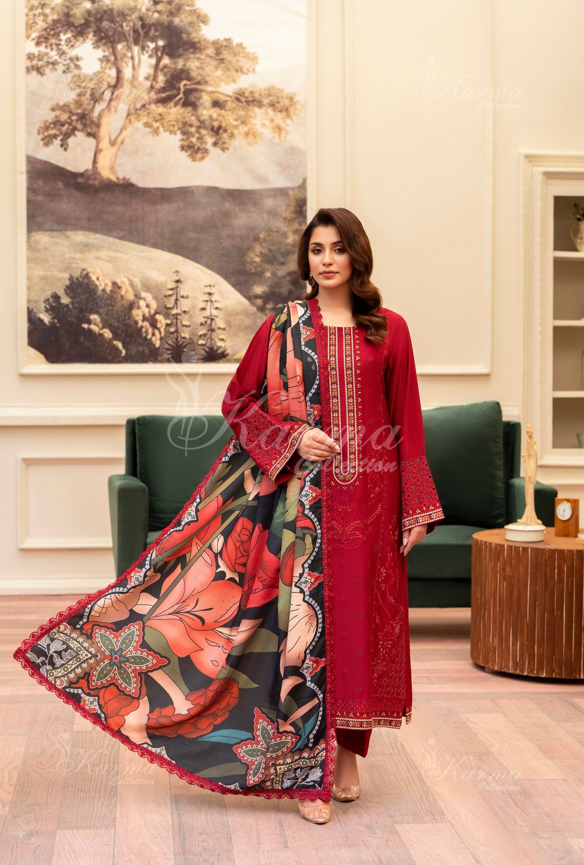Karma Collection Winter 2024 Aangan II -1408 | CANDY RED