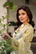 Rang Ja 3 piece embroidered Chikankari suit1489Karma Collection MUTED MUSTARD