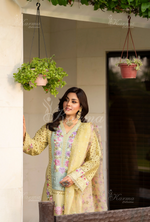 Rang Ja 3 piece embroidered Chikankari suit1489Karma Collection MUTED MUSTARD