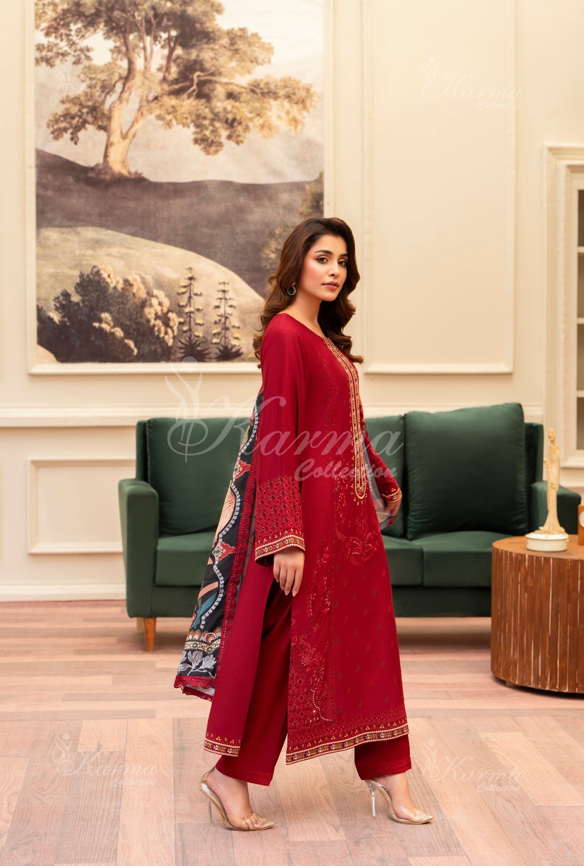 Karma Collection Winter 2024 Aangan II -1408 | CANDY RED