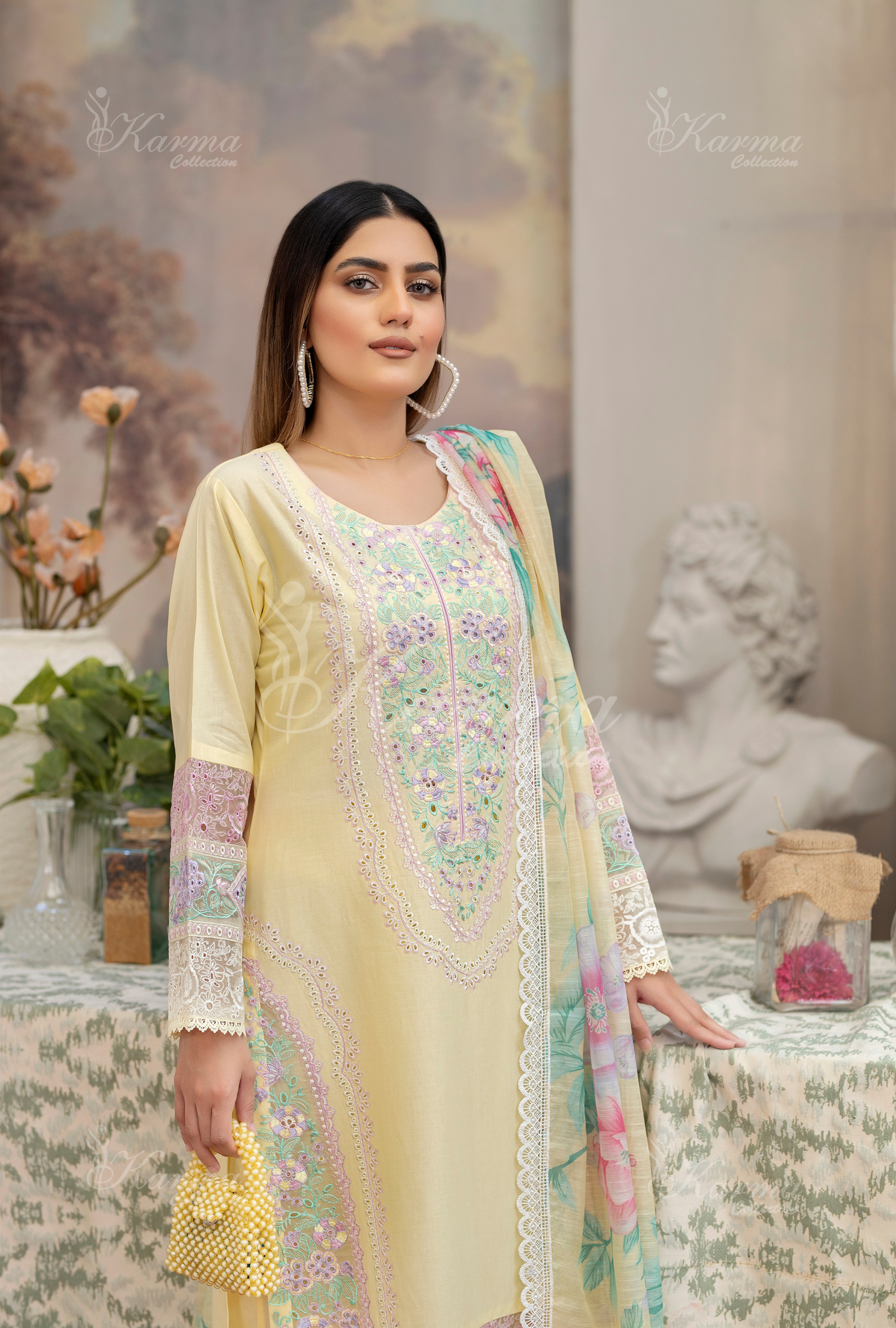 Karma Collection PASTEL YELLOW KC-1451- Eid Colletion