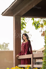 Rang Ja 3 piece embroidered Chikankari suit1487 Karma Collection WINE RED