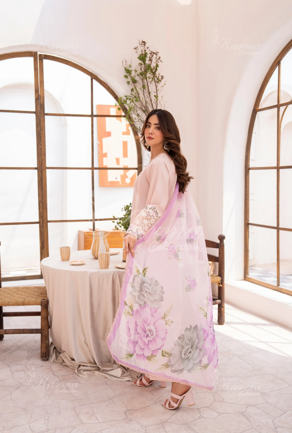 Eid Outfits By Karma CollectionPASTEL BLUSH PINK SKU:KC-1478