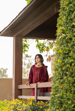 Rang Ja 3 piece embroidered Chikankari suit1487 Karma Collection WINE RED