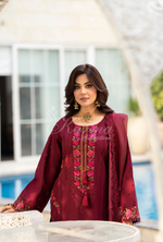 Rang Ja 3 piece embroidered Chikankari suit1487 Karma Collection WINE RED