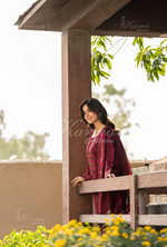 Rang Ja 3 piece embroidered Chikankari suit1487 Karma Collection WINE RED