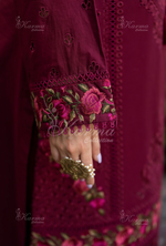 Rang Ja 3 piece embroidered Chikankari suit1487 Karma Collection WINE RED