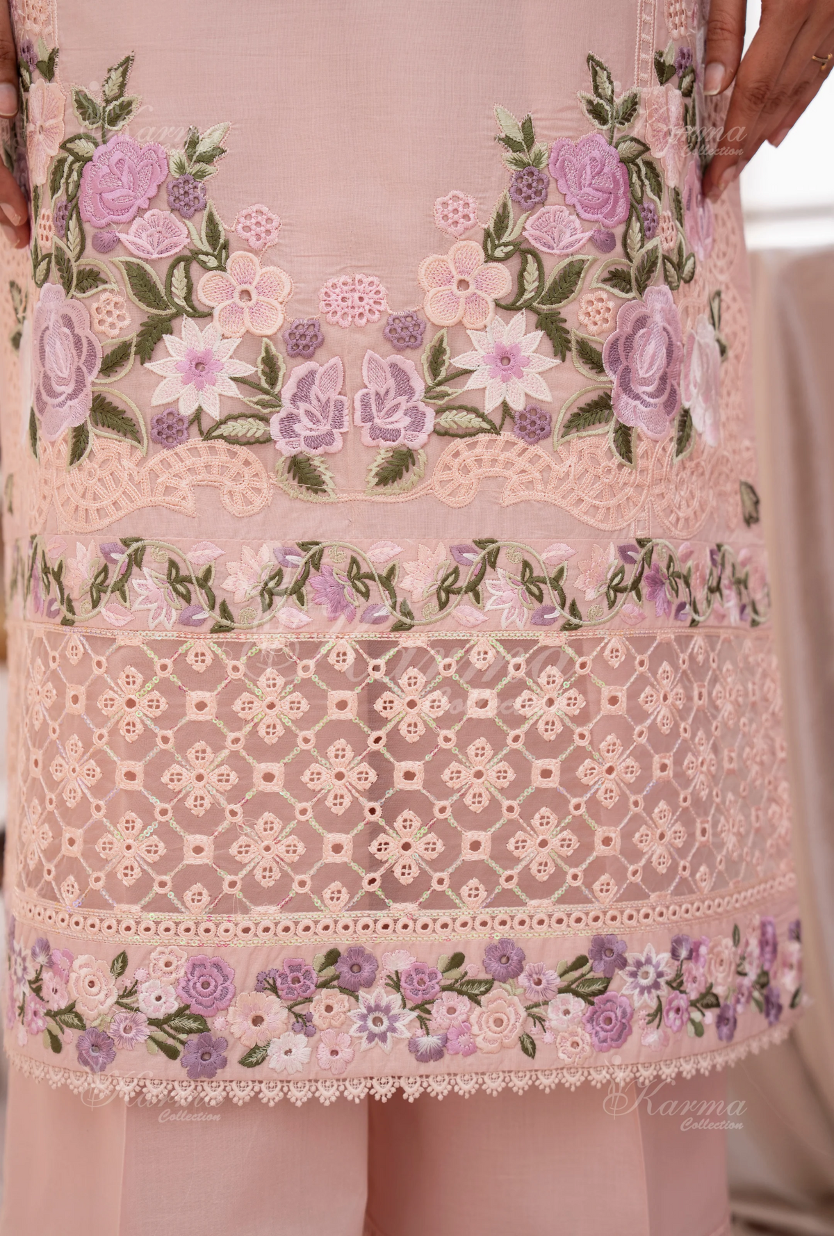 Eid Outfits By Karma CollectionPASTEL BLUSH PINK SKU:KC-1478