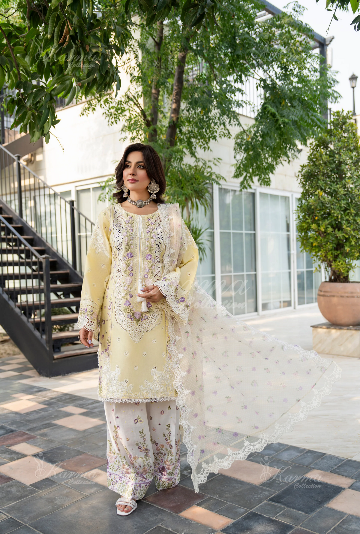 Rang Ja Fully Embroidered Farshi Shalwar 1486 Karma Collection SUNLIT Chikankari Multi Thread Embroidery