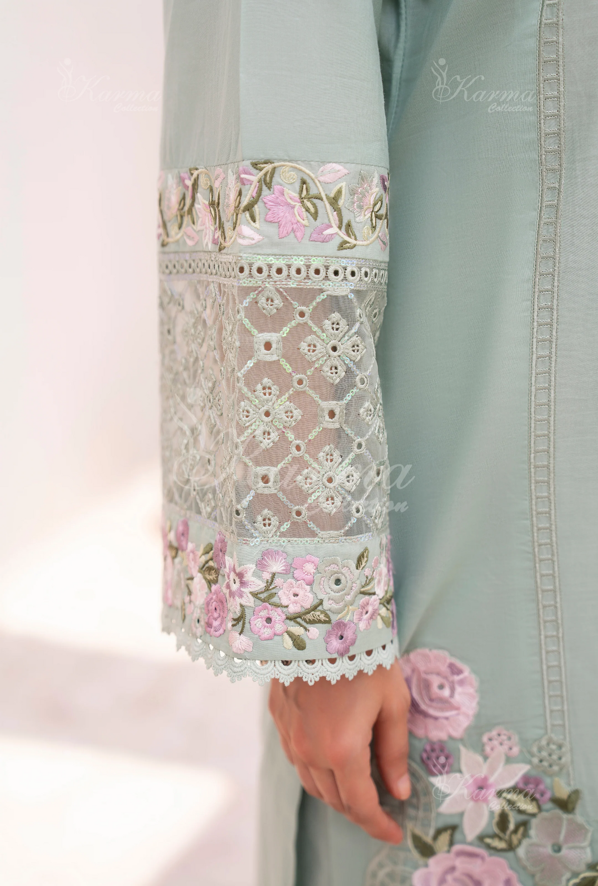 Eid Outfits By Karma CollectionMINT GREEN SKU:KC-1478