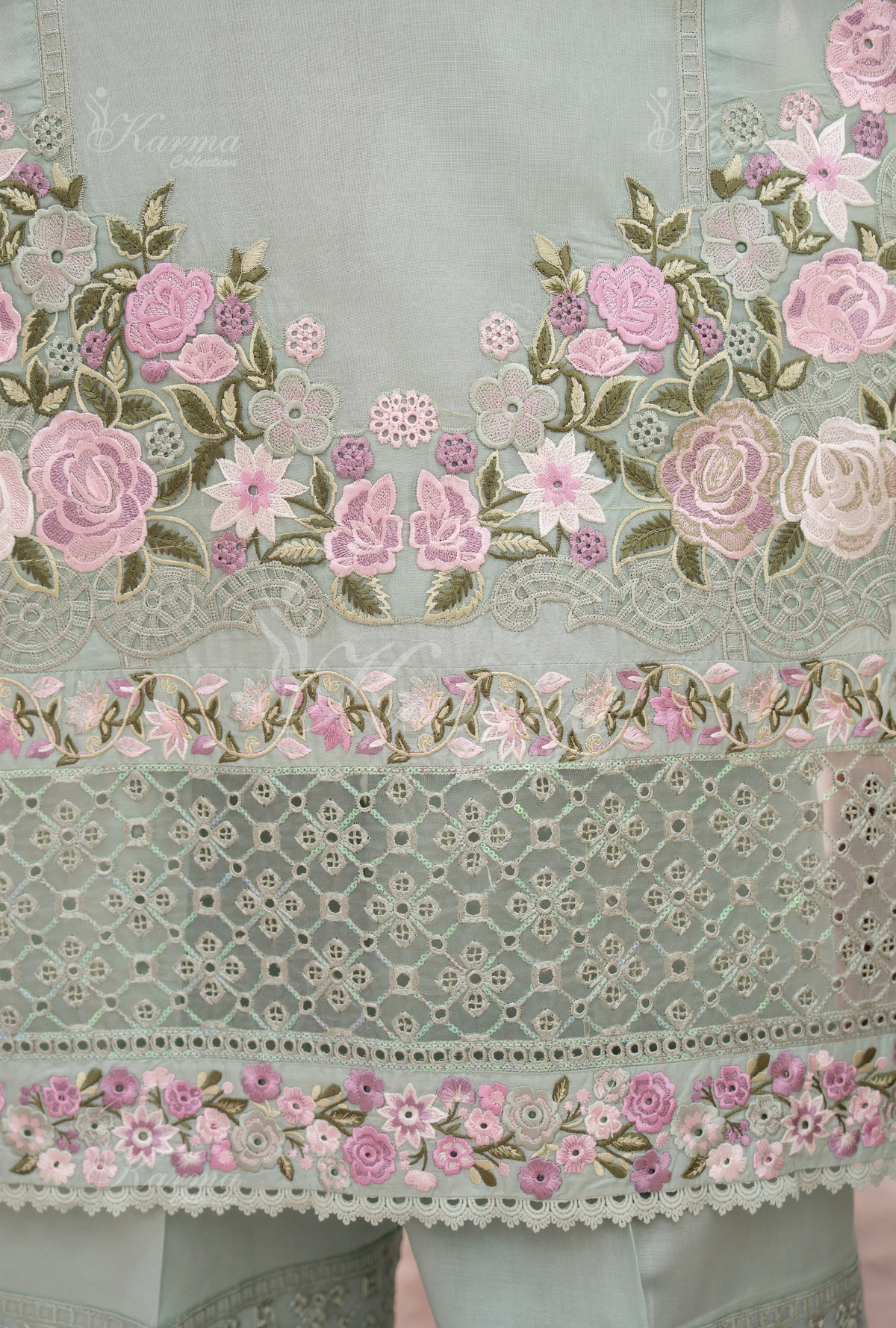 Eid Outfits By Karma CollectionMINT GREEN SKU:KC-1478