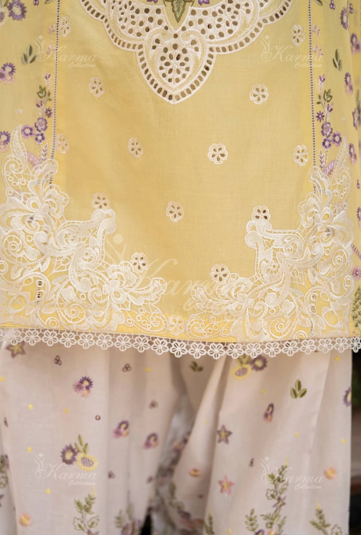 Rang Ja Fully Embroidered Farshi Shalwar 1486 Karma Collection SUNLIT Chikankari Multi Thread Embroidery