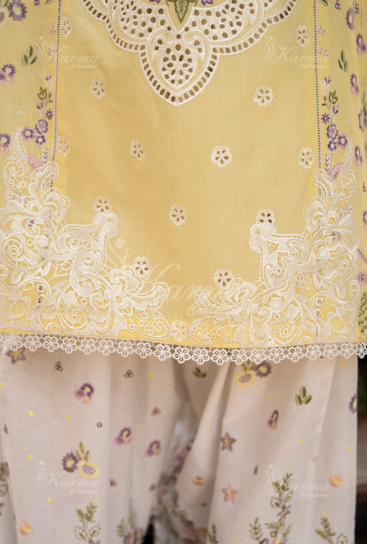 Rang Ja Fully Embroidered Farshi Shalwar 1486 Karma Collection SUNLIT Chikankari Multi Thread Embroidery