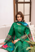 Eid Outfits By Karma CollectionPINE GREEN SKU:KC-1485