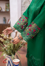 Eid Outfits By Karma CollectionPINE GREEN SKU:KC-1485