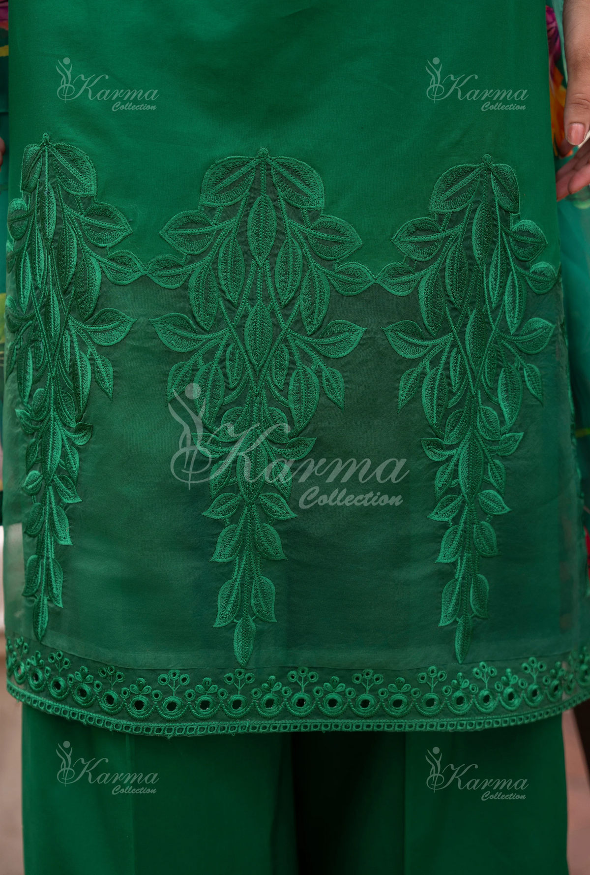Eid Outfits By Karma CollectionPINE GREEN SKU:KC-1485
