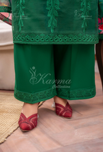 Eid Outfits By Karma CollectionPINE GREEN SKU:KC-1485