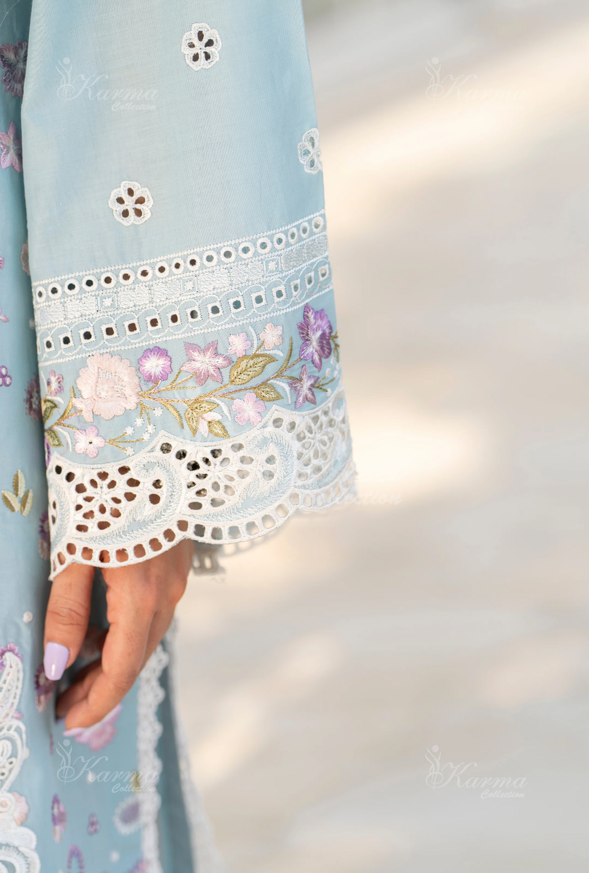 Rang Ja Fully Embroidered Farshi Shalwar 1486 Karma Collection FROZEN DEW Chikankari Multi Thread Embroidery