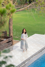 Rang Ja 3 piece embroidered Chikankari suit 1490 Karma Collection ICE BLUE