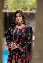 Rang Ja Fully Embroidered Farshi Shalwar 1491 Karma Collection DEEP BLACK Chikankari Multi Thread Embroidery