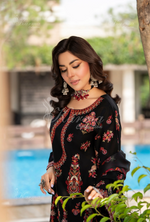 Rang Ja Fully Embroidered Farshi Shalwar 1491 Karma Collection DEEP BLACK Chikankari Multi Thread Embroidery