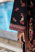 Rang Ja Fully Embroidered Farshi Shalwar 1491 Karma Collection DEEP BLACK Chikankari Multi Thread Embroidery