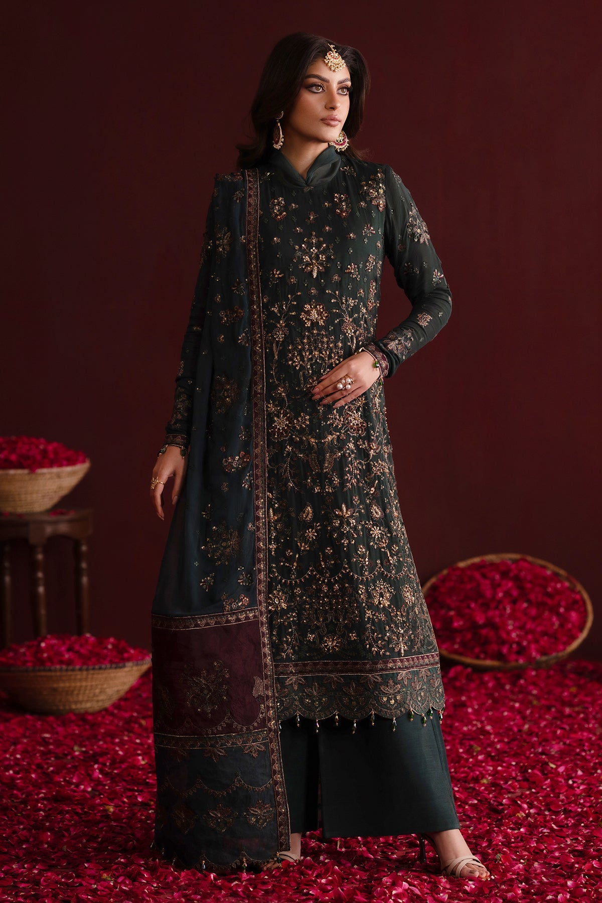 Kavya | Nooresha By Emaan Adeel | Embroidered 3 Piece Chiffon Suit Stitched | Eid 2025