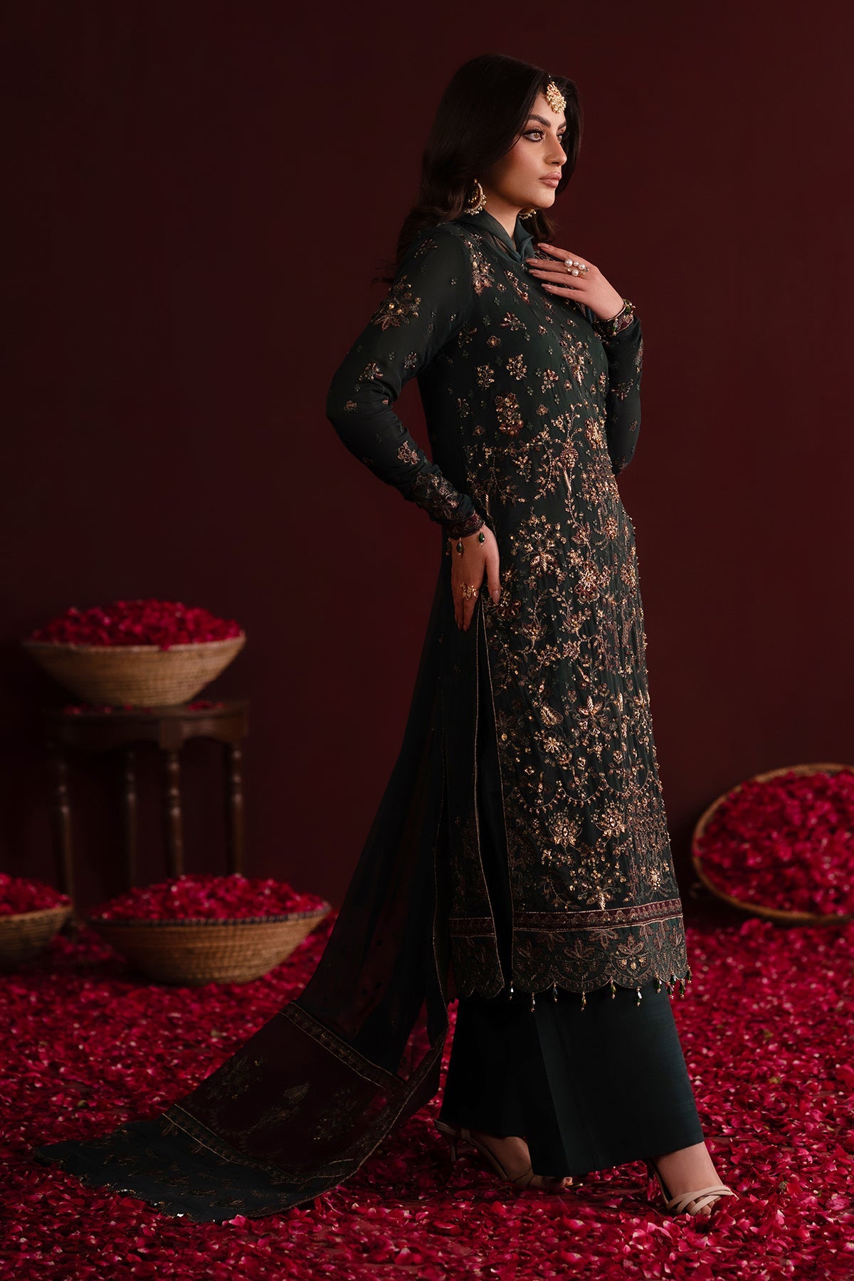 Kavya | Nooresha By Emaan Adeel | Embroidered 3 Piece Chiffon Suit Stitched | Eid 2025