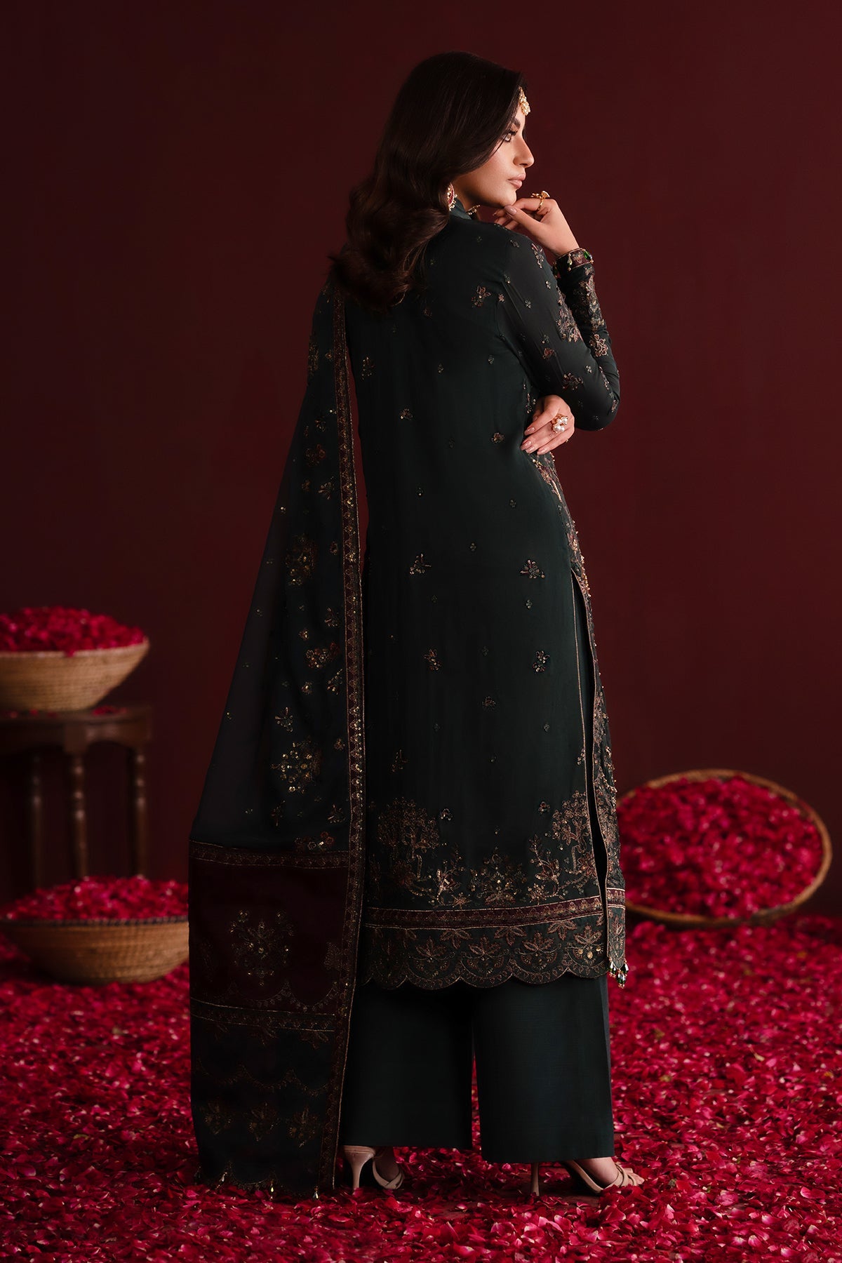 Kavya | Nooresha By Emaan Adeel | Embroidered 3 Piece Chiffon Suit Stitched | Eid 2025