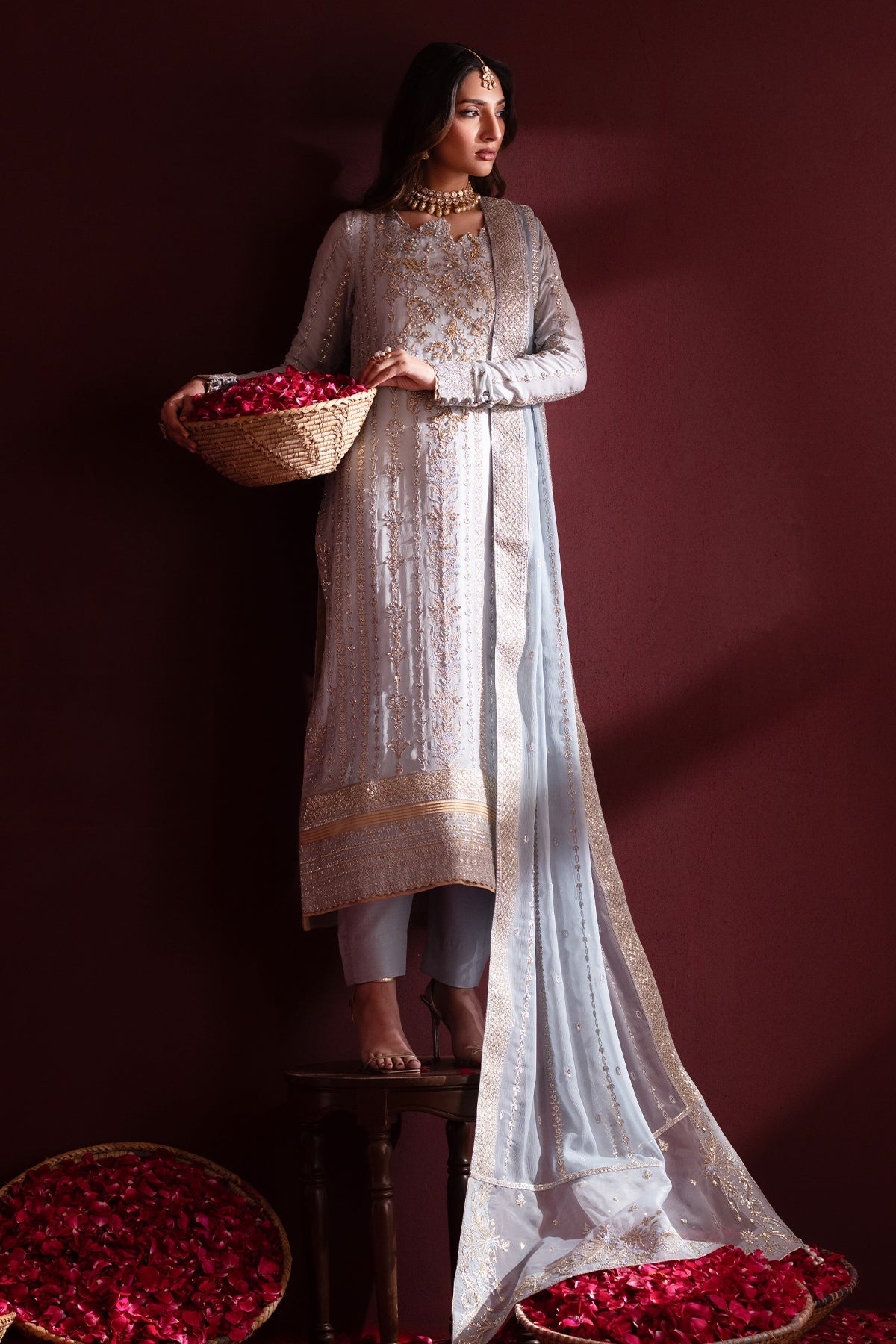 Sahira | Nooresha By Emaan Adeel | Embroidered 3 Piece Chiffon Suit Stitched | Eid 2025