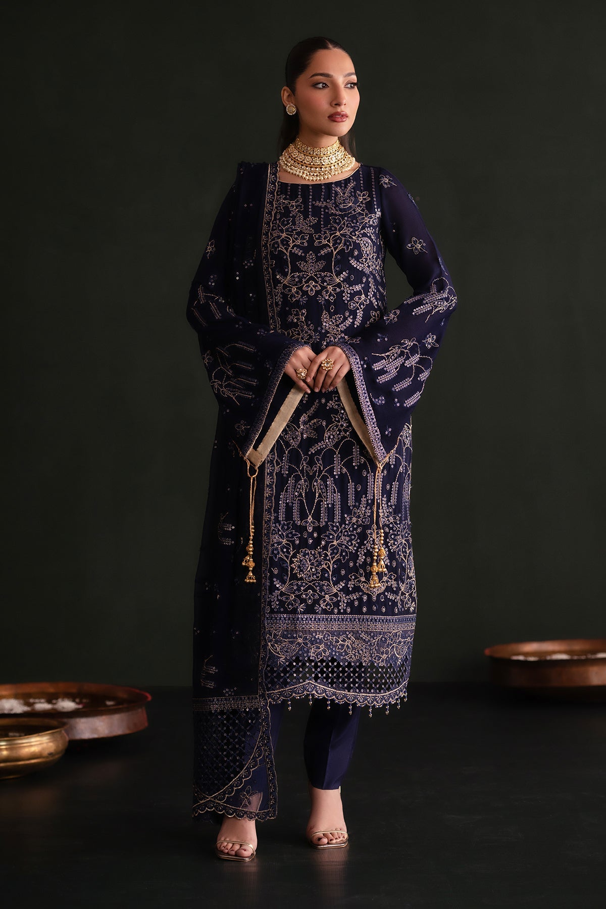 Zarifa | Nooresha By Emaan Adeel | Embroidered 3 Piece Chiffon Suit Stitched | Eid 2025