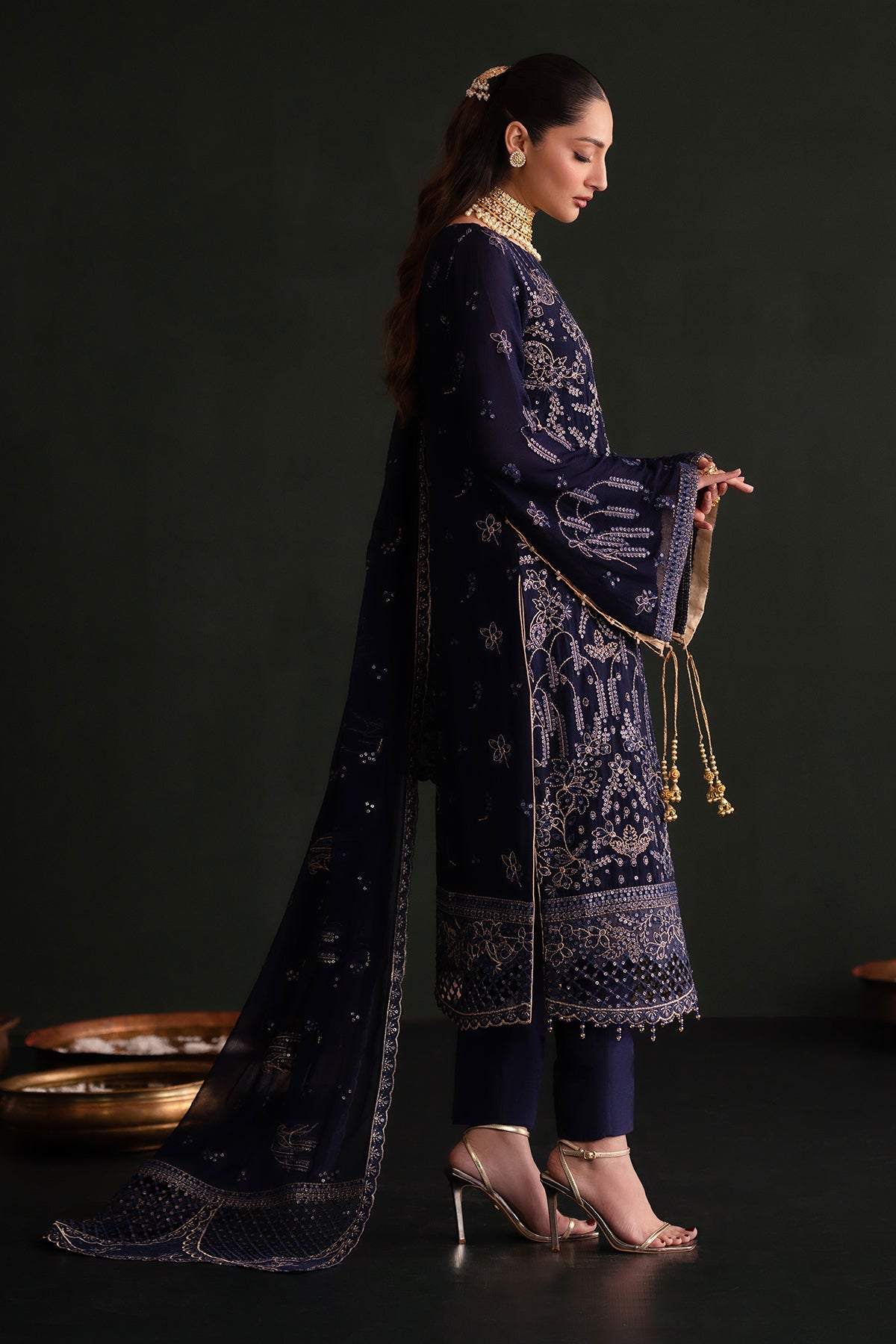 Zarifa | Nooresha By Emaan Adeel | Embroidered 3 Piece Chiffon Suit Stitched | Eid 2025