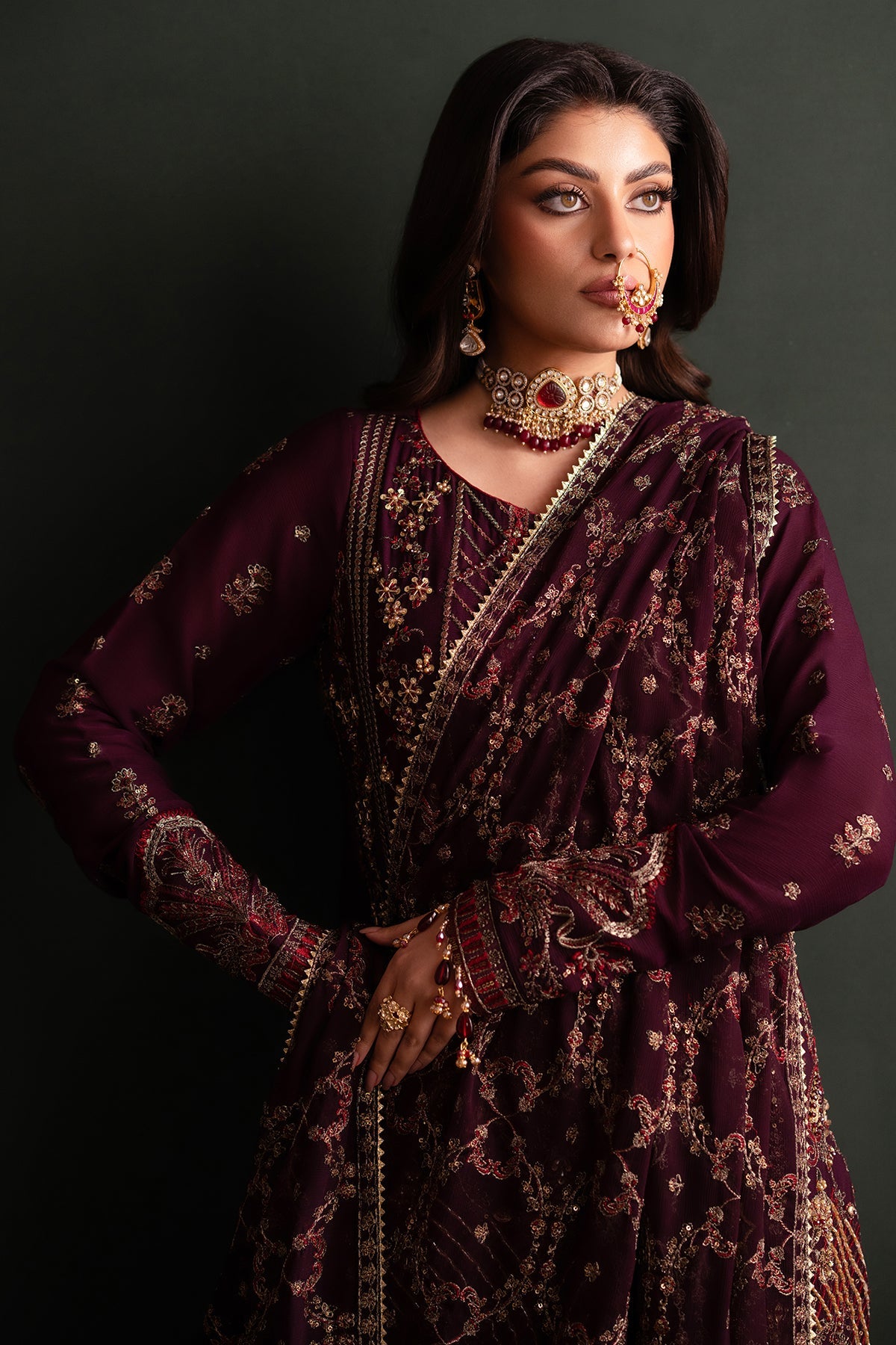 Jenan | Nooresha By Emaan Adeel | Embroidered 3 Piece Chiffon Suit Stitched | Eid 2025