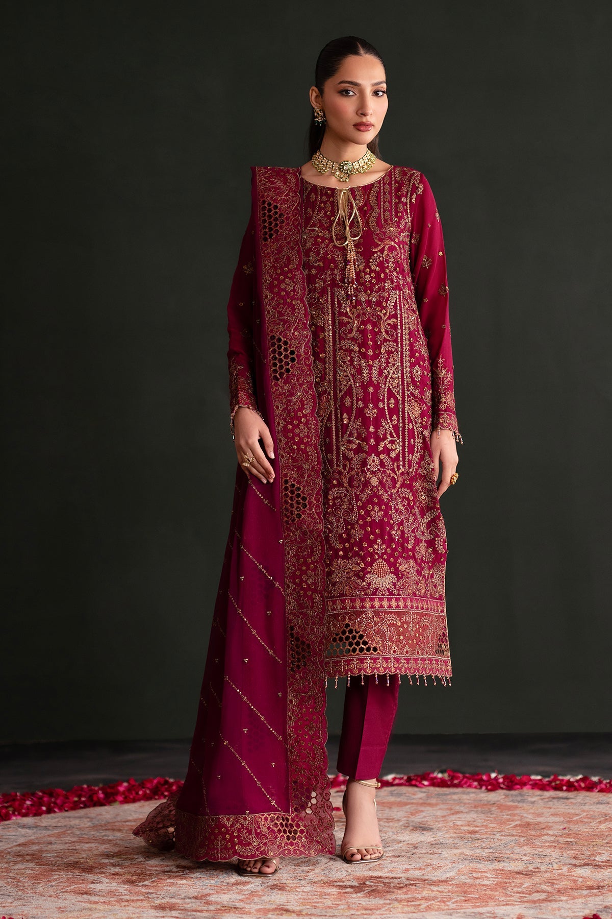 Nishta | Nooresha By Emaan Adeel | Embroidered 3 Piece Chiffon Suit Stitched | Eid 2025