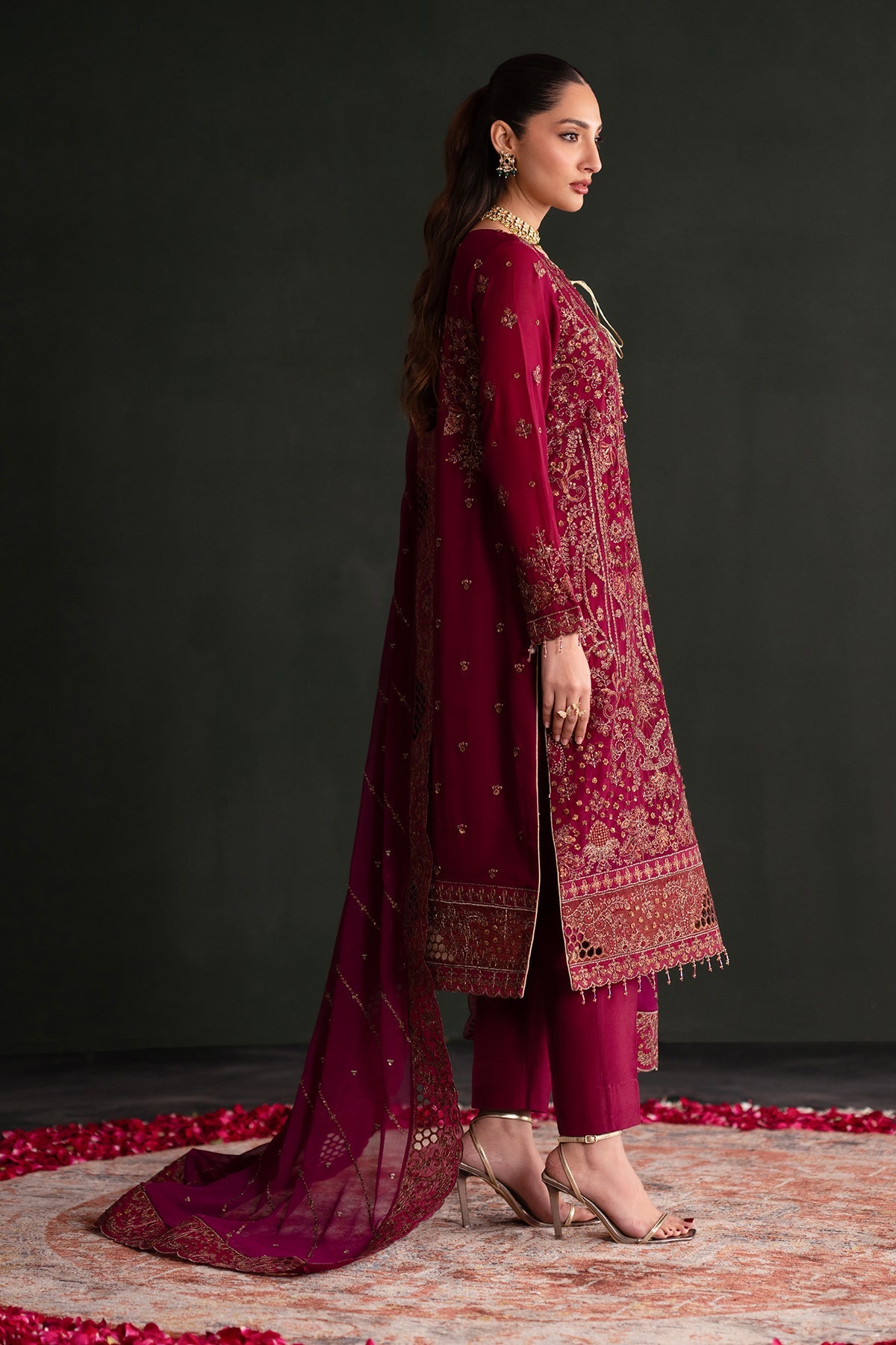 Nishta | Nooresha By Emaan Adeel | Embroidered 3 Piece Chiffon Suit Stitched | Eid 2025